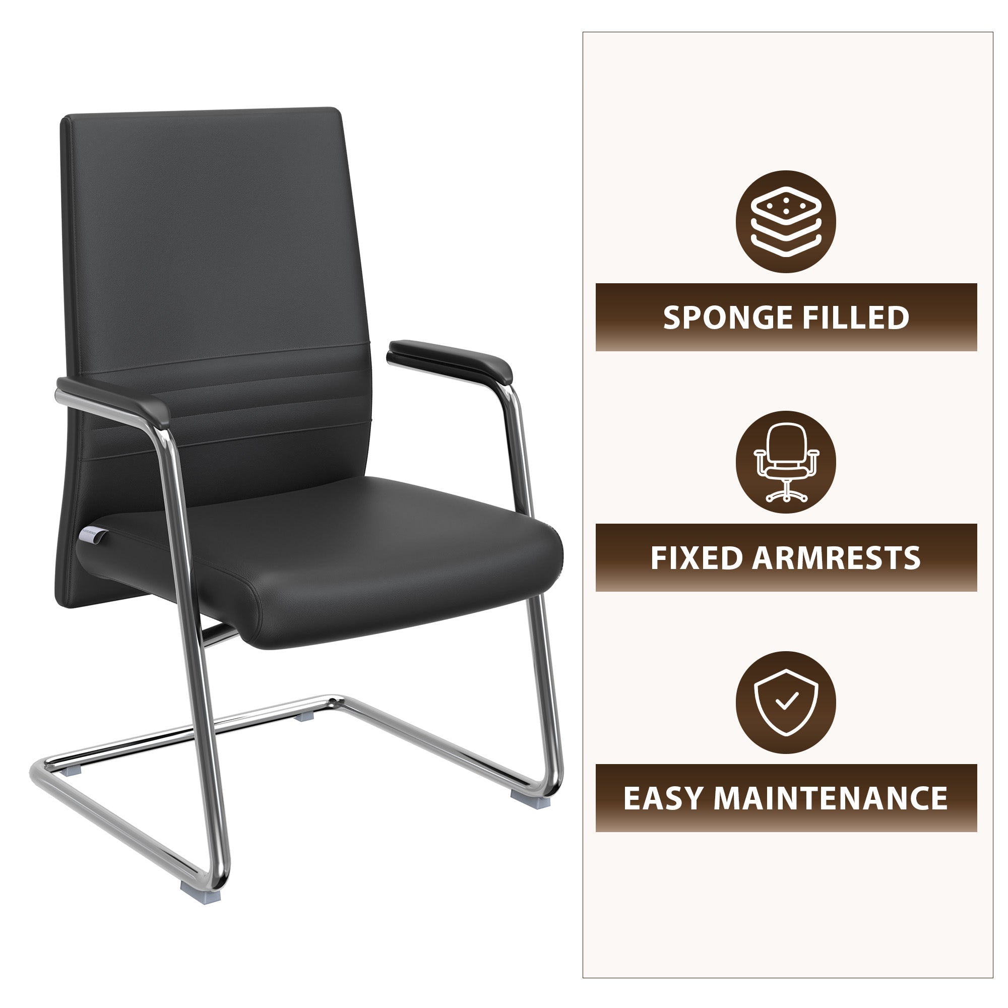 Aleen Office Chair with Upholstered Seat and Metal Armrest