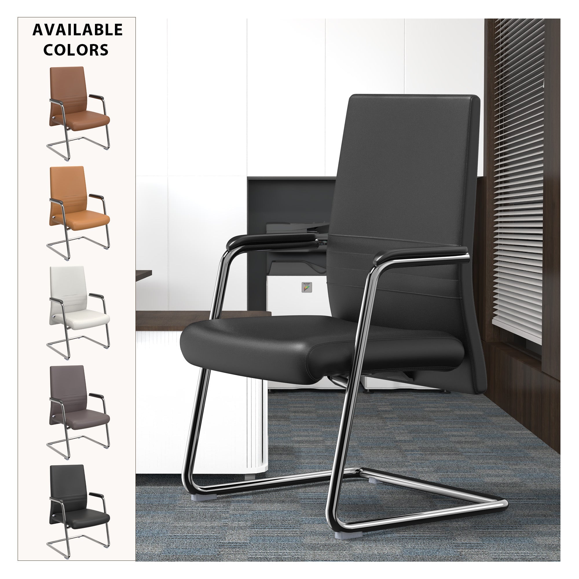 Aleen Office Chair with Upholstered Seat and Metal Armrest