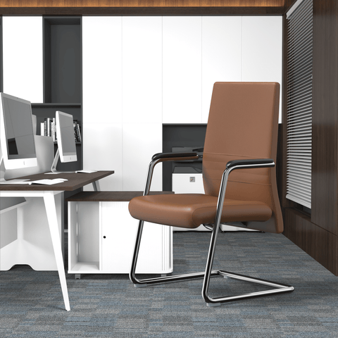 Aleen Office Chair with Upholstered Seat and Metal Armrest