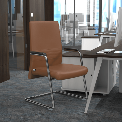 Aleen Office Chair with Upholstered Seat and Metal Armrest