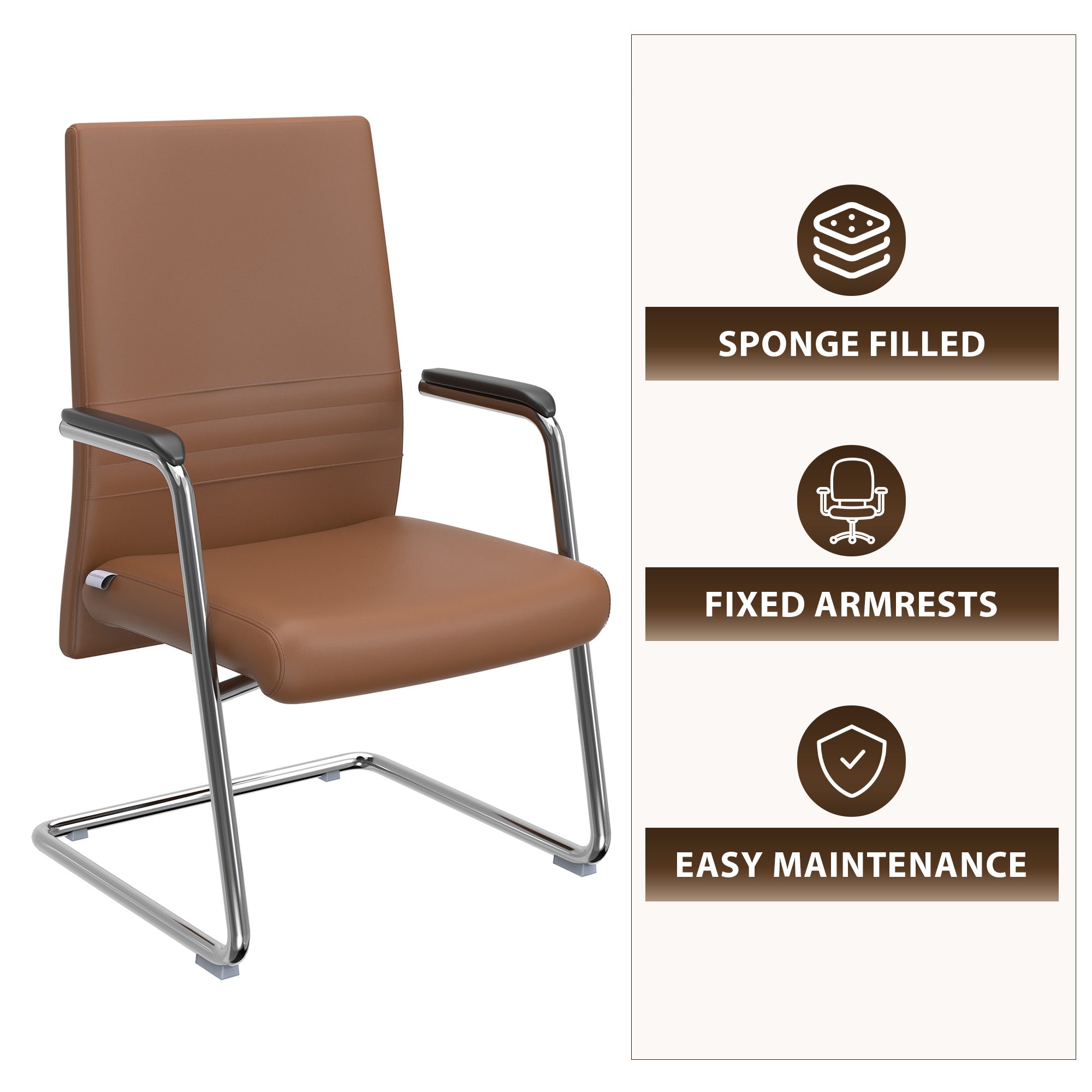 Aleen Office Chair with Upholstered Seat and Metal Armrest