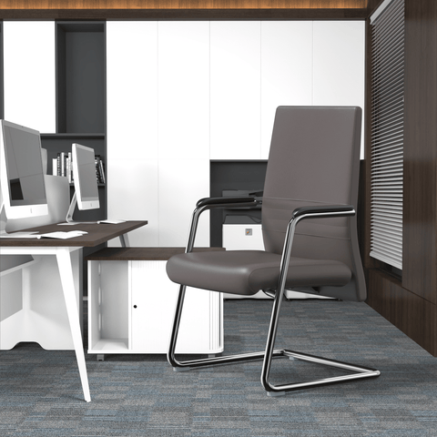 Aleen Office Chair with Upholstered Seat and Metal Armrest