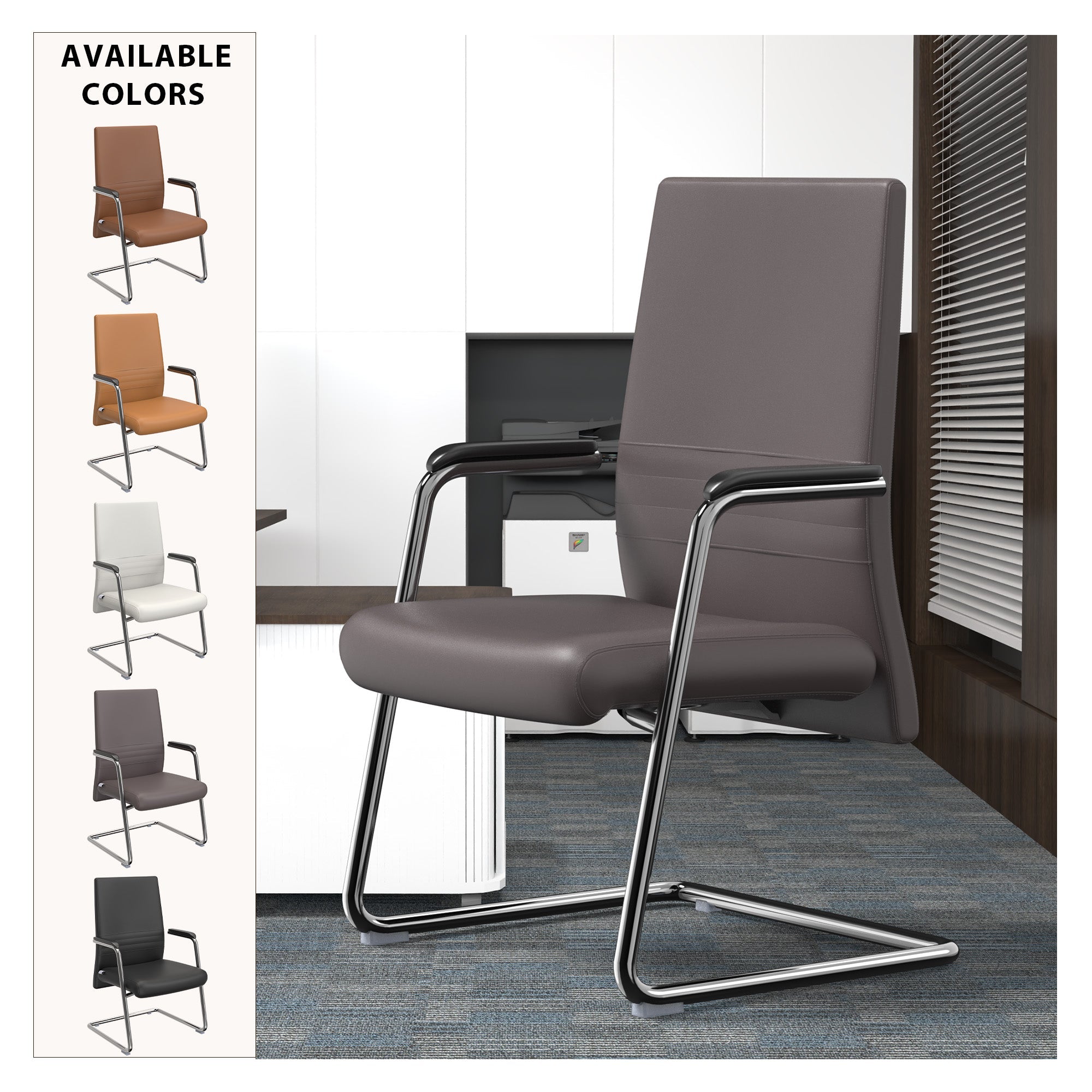 Aleen Office Chair with Upholstered Seat and Metal Armrest