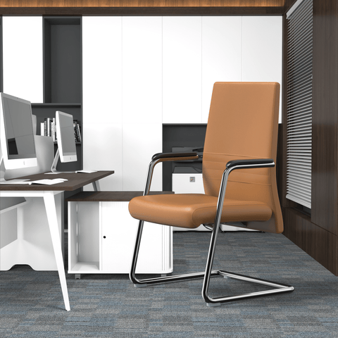 Aleen Office Chair with Upholstered Seat and Metal Armrest