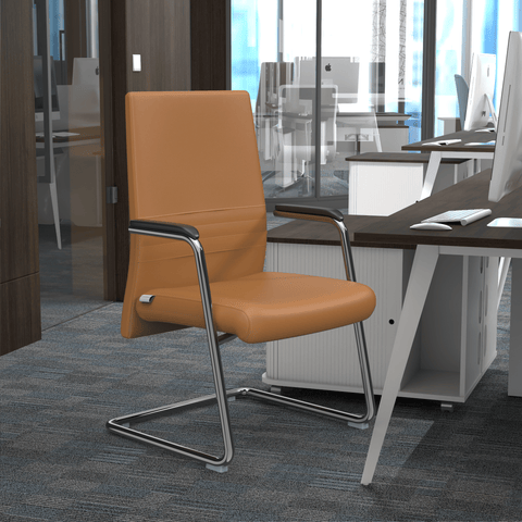 Aleen Office Chair with Upholstered Seat and Metal Armrest