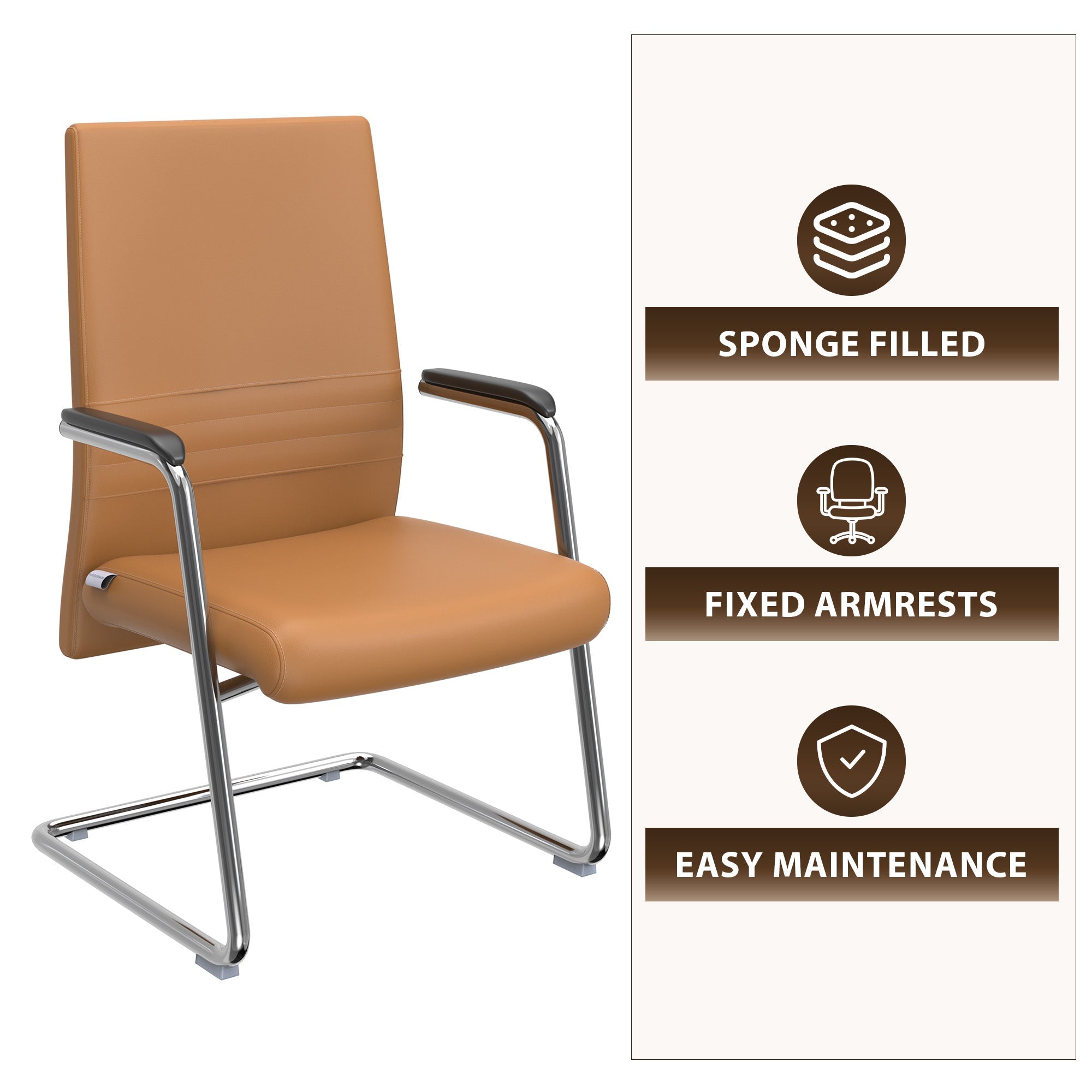 Aleen Office Chair with Upholstered Seat and Metal Armrest