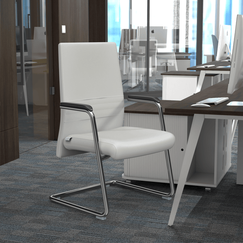 Aleen Office Chair with Upholstered Seat and Metal Armrest