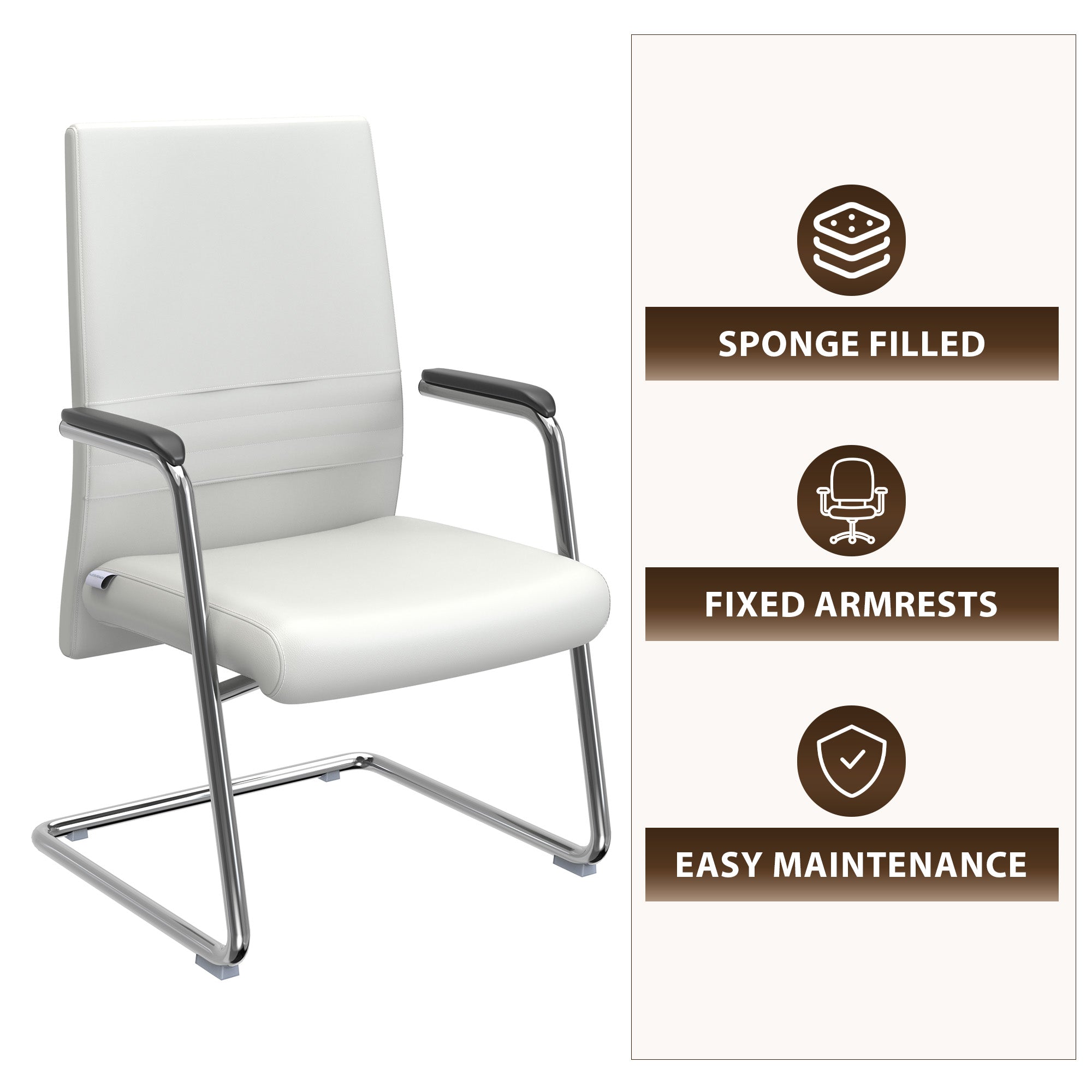 Aleen Office Chair with Upholstered Seat and Metal Armrest