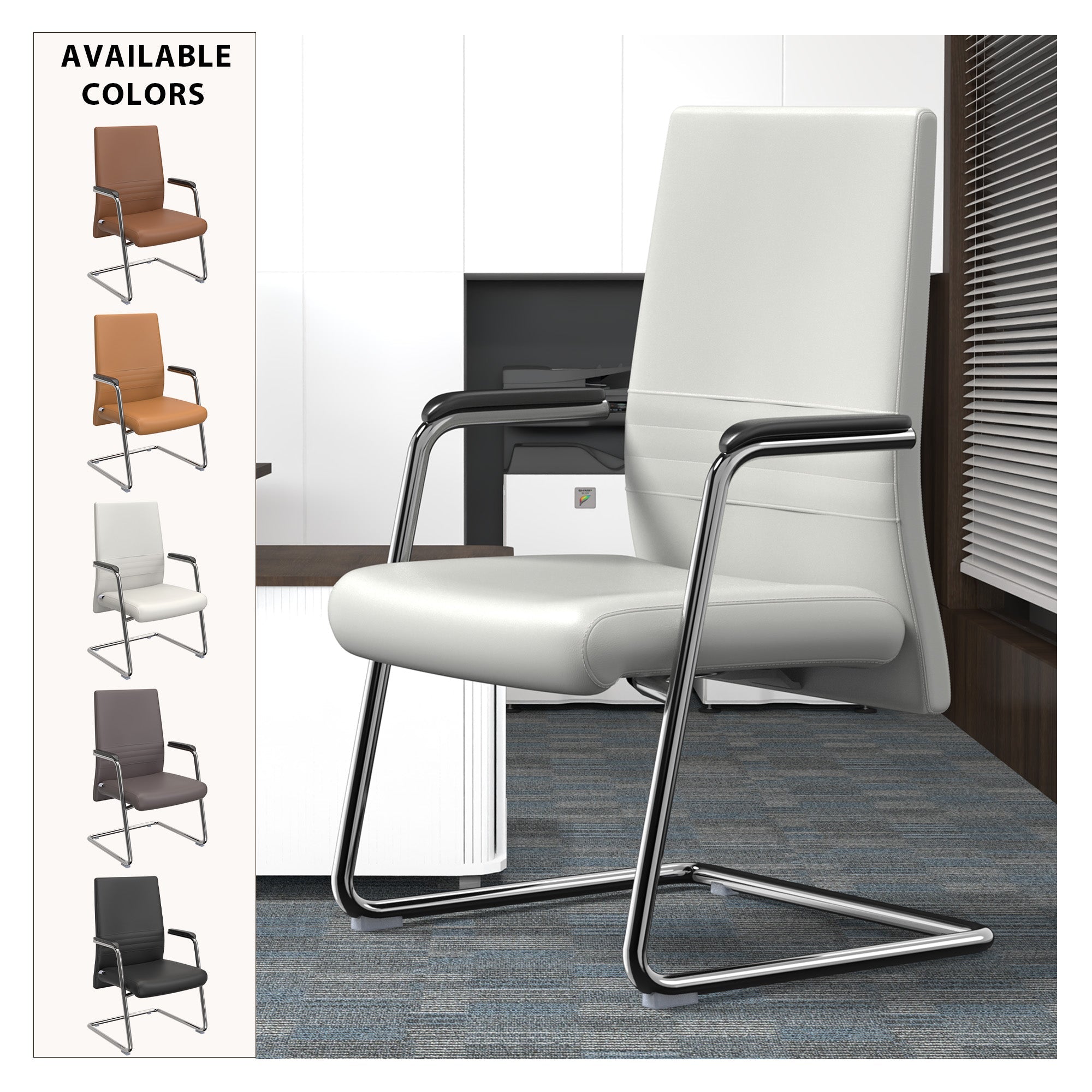 Aleen Office Chair with Upholstered Seat and Metal Armrest