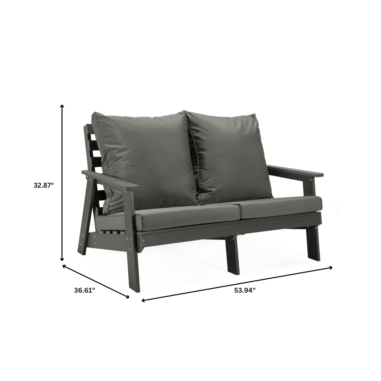 Alpine Outdoor Loveseat in High Impact Polystyrene with Removable Cushions