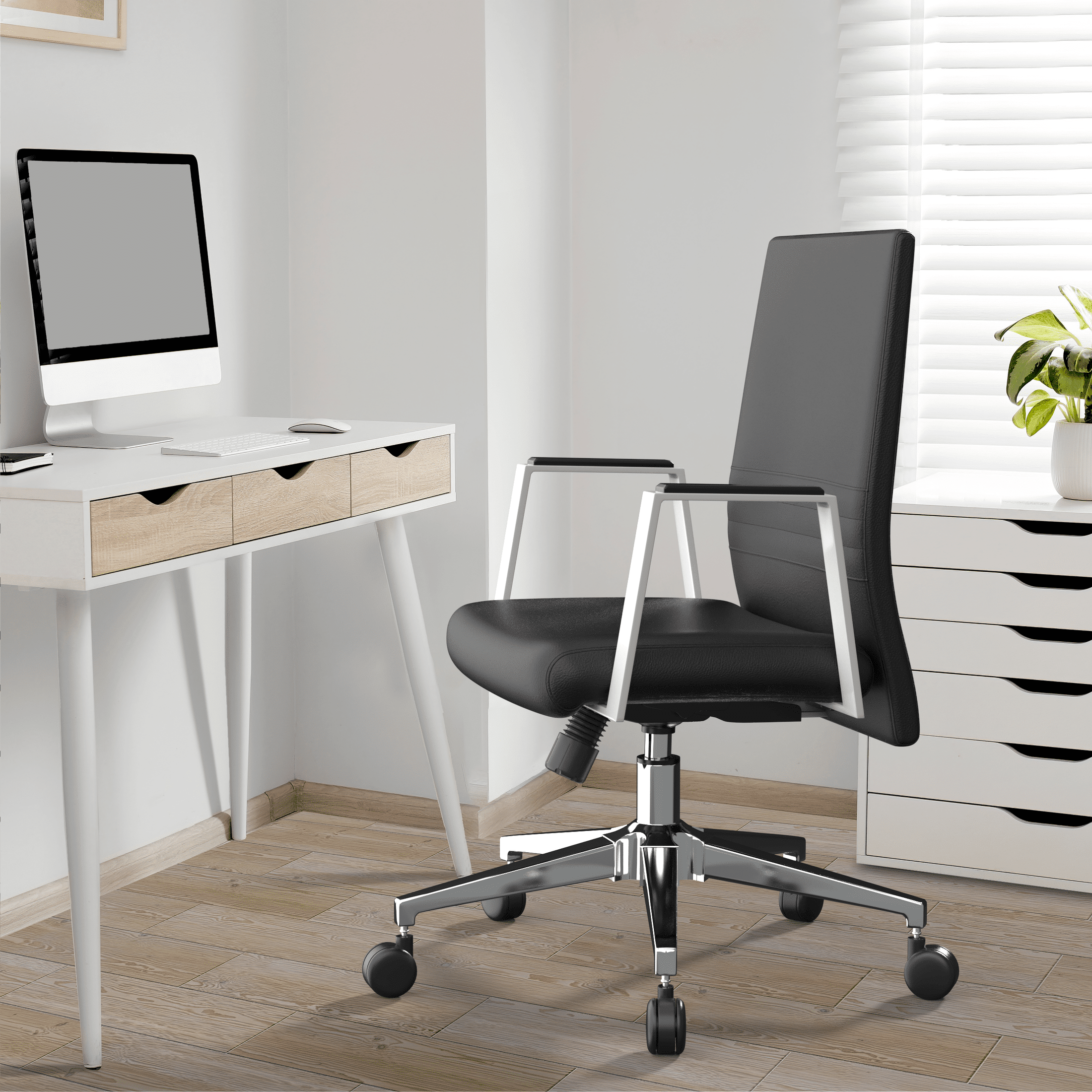 Aleen Leather Office Chair with Adjustable Height, Tilt and 360 Degree Swivel