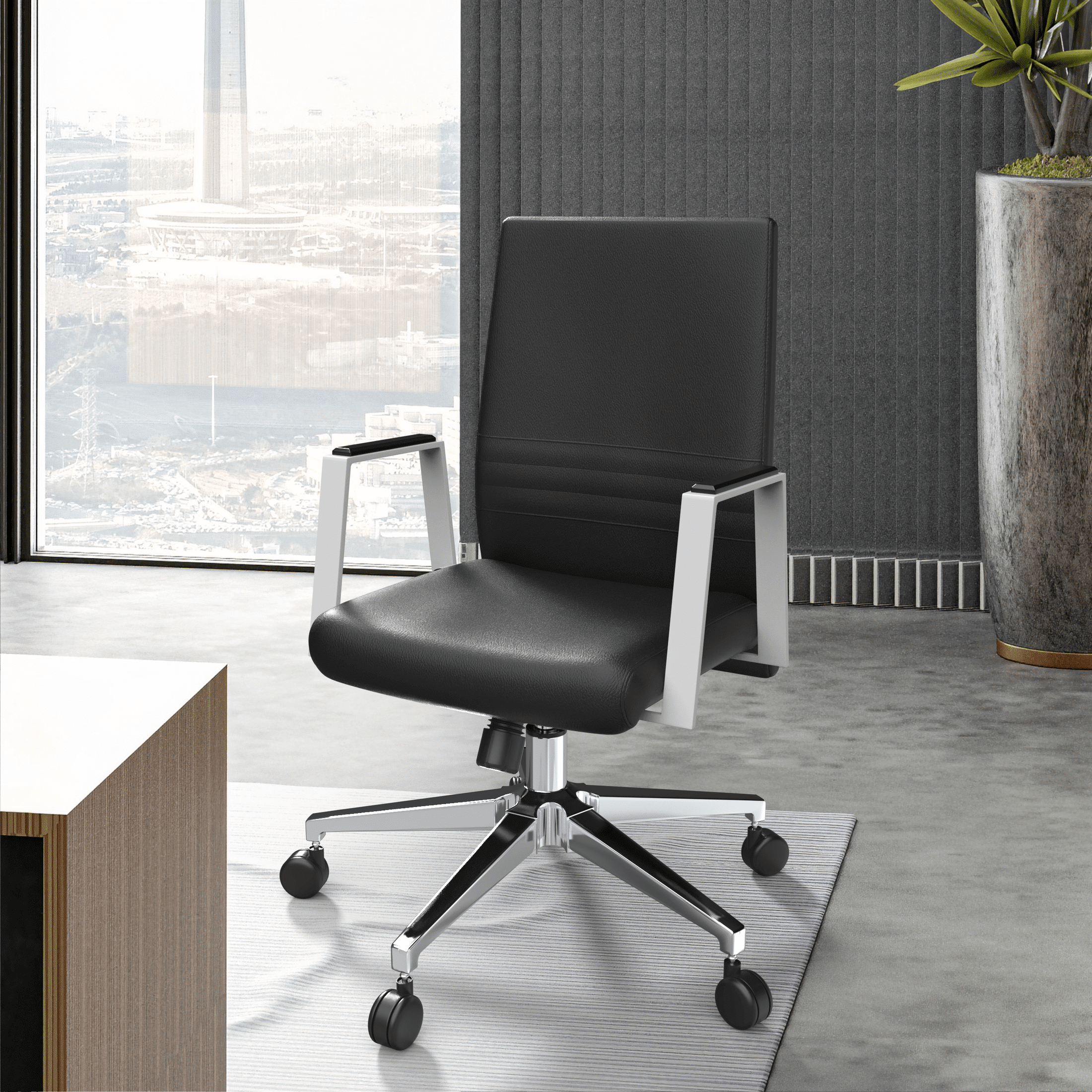 Aleen Leather Office Chair with Adjustable Height, Tilt and 360 Degree Swivel