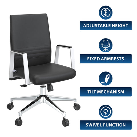 Aleen Leather Office Chair with Adjustable Height, Tilt and 360 Degree Swivel