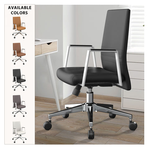 Aleen Leather Office Chair with Adjustable Height, Tilt and 360 Degree Swivel