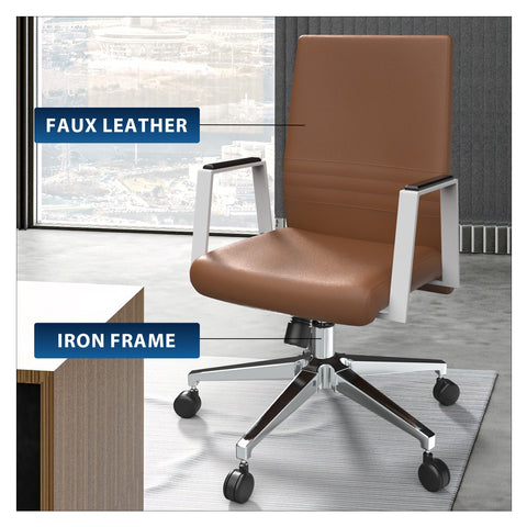 Aleen Leather Office Chair with Adjustable Height, Tilt and 360 Degree Swivel