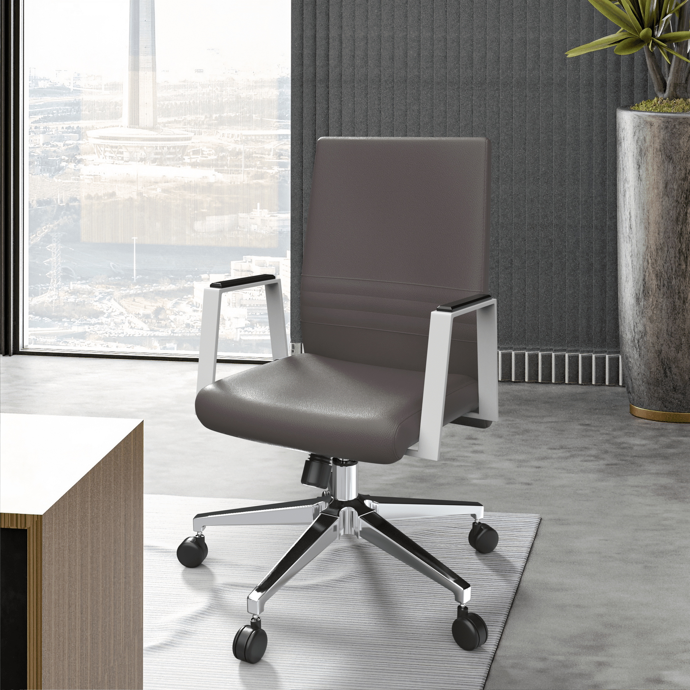 Aleen Leather Office Chair with Adjustable Height, Tilt and 360 Degree Swivel