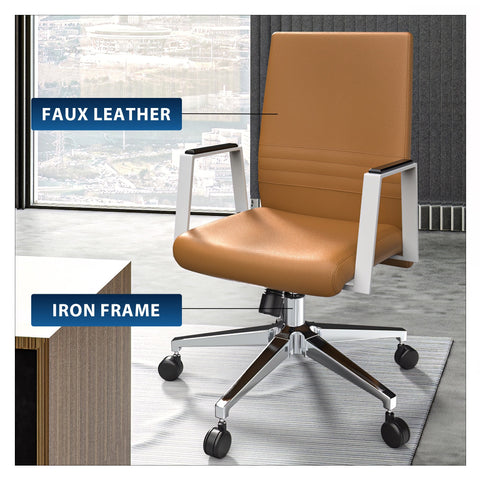 Aleen Leather Office Chair with Adjustable Height, Tilt and 360 Degree Swivel