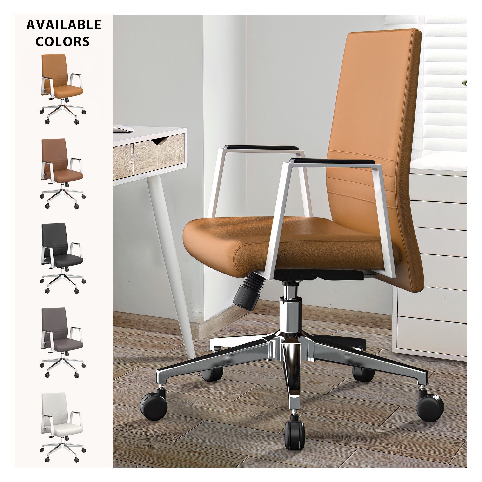 Aleen Leather Office Chair with Adjustable Height, Tilt and 360 Degree Swivel