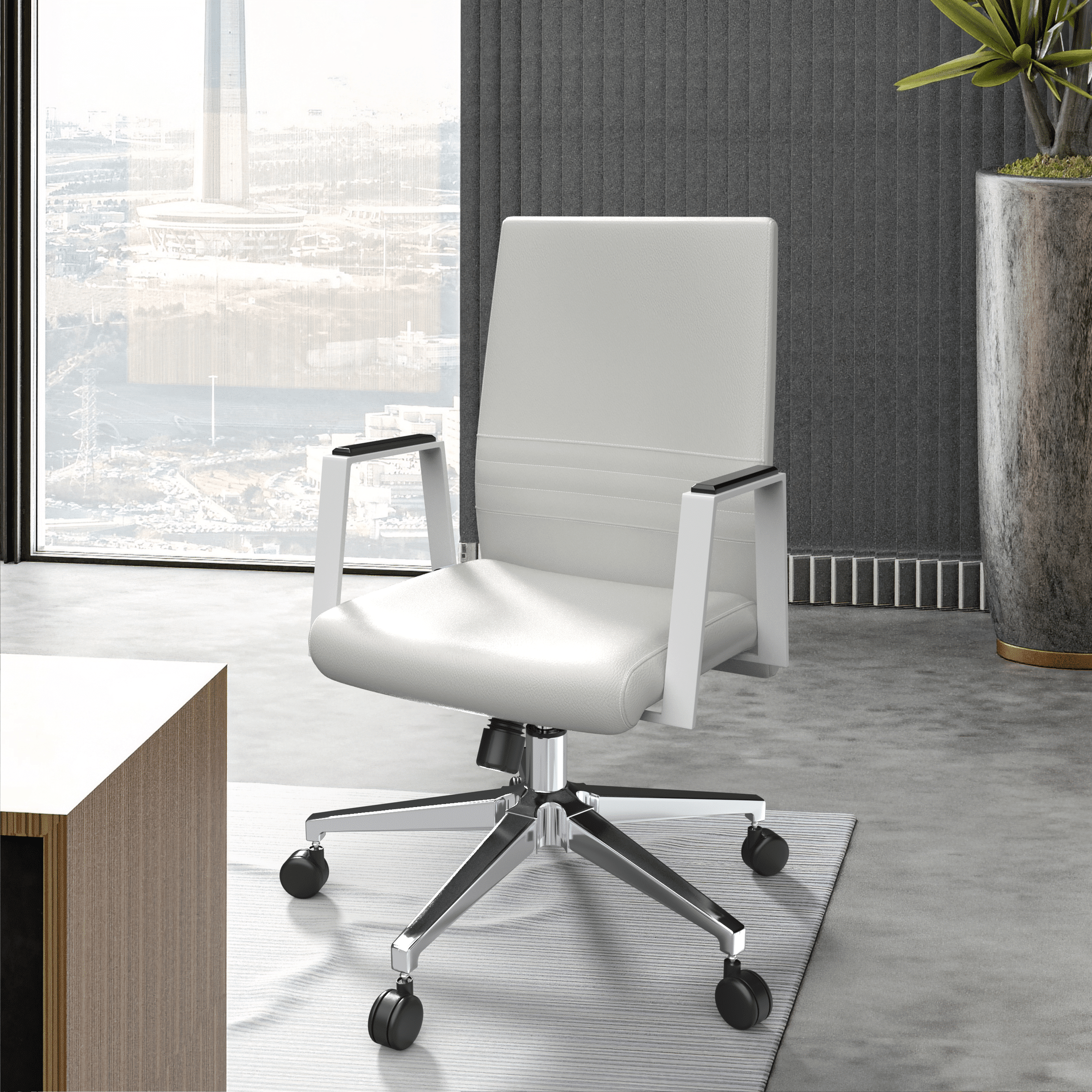 Aleen Leather Office Chair with Adjustable Height, Tilt and 360 Degree Swivel