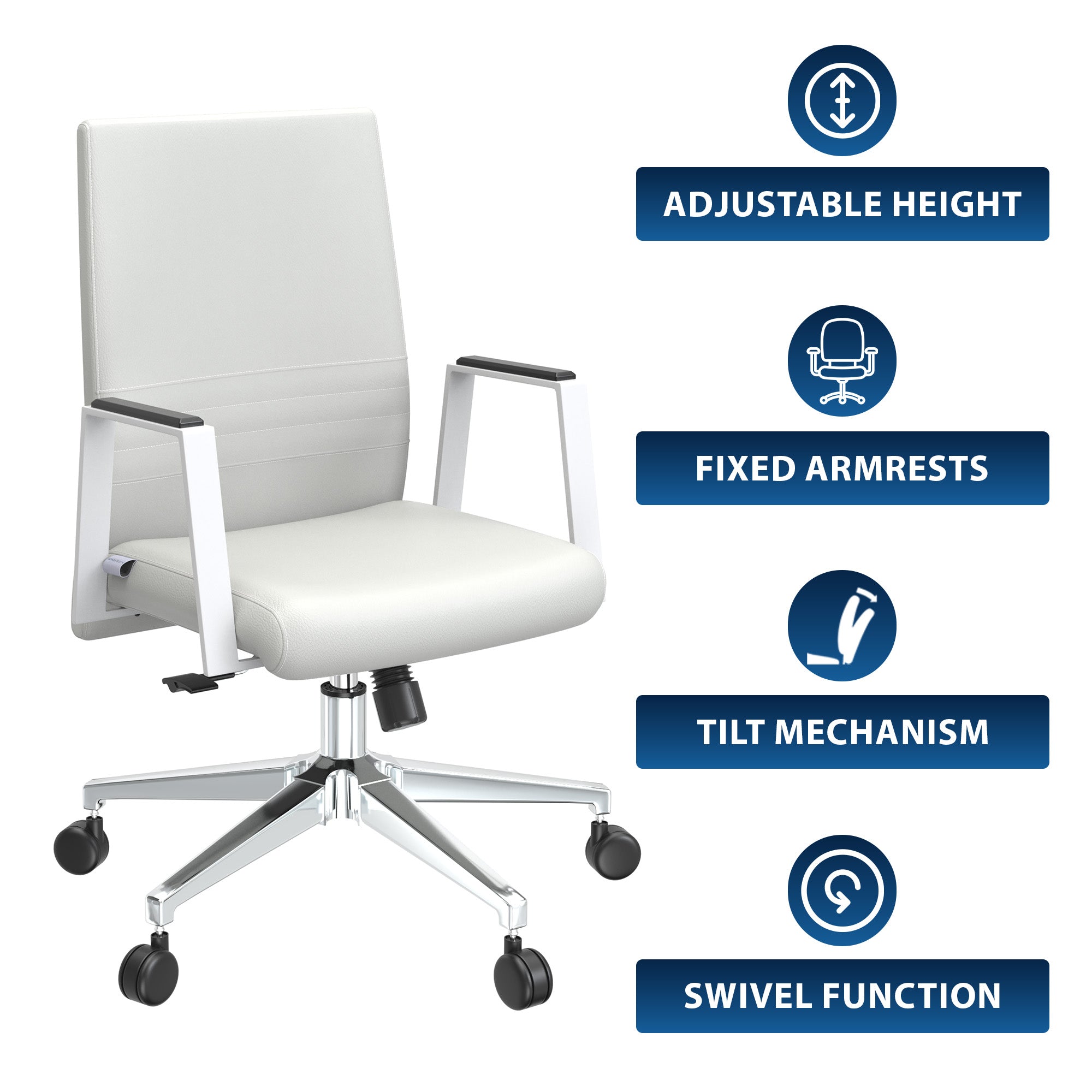 Aleen Leather Office Chair with Adjustable Height, Tilt and 360 Degree Swivel