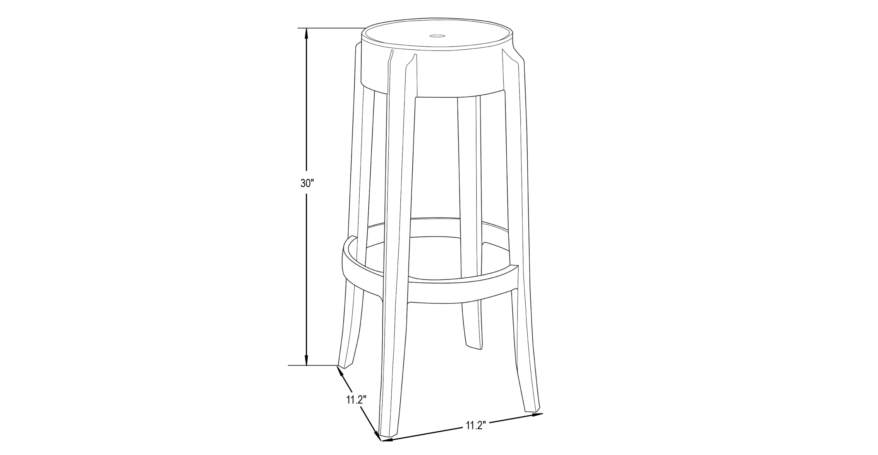 Averill Mid Century Modern Plastic Barstool with Clear Acrylic Seat and Legs for Kitchen and Dining Room