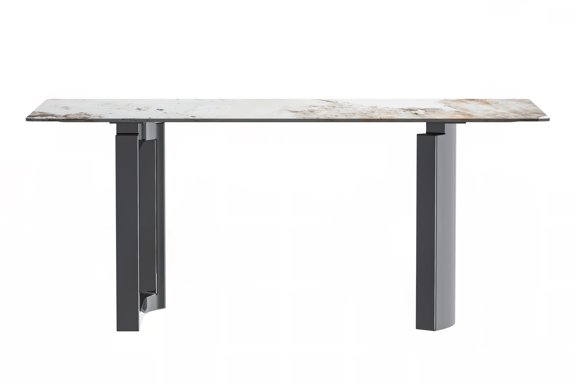 Astra Rectangular Dining Table with Stone/Glass Tabletop and Stainless-Steel Base