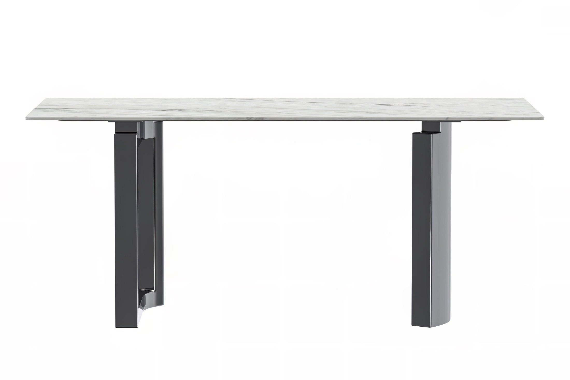 Astra Rectangular Dining Table with Stone/Glass Tabletop and Stainless-Steel Base