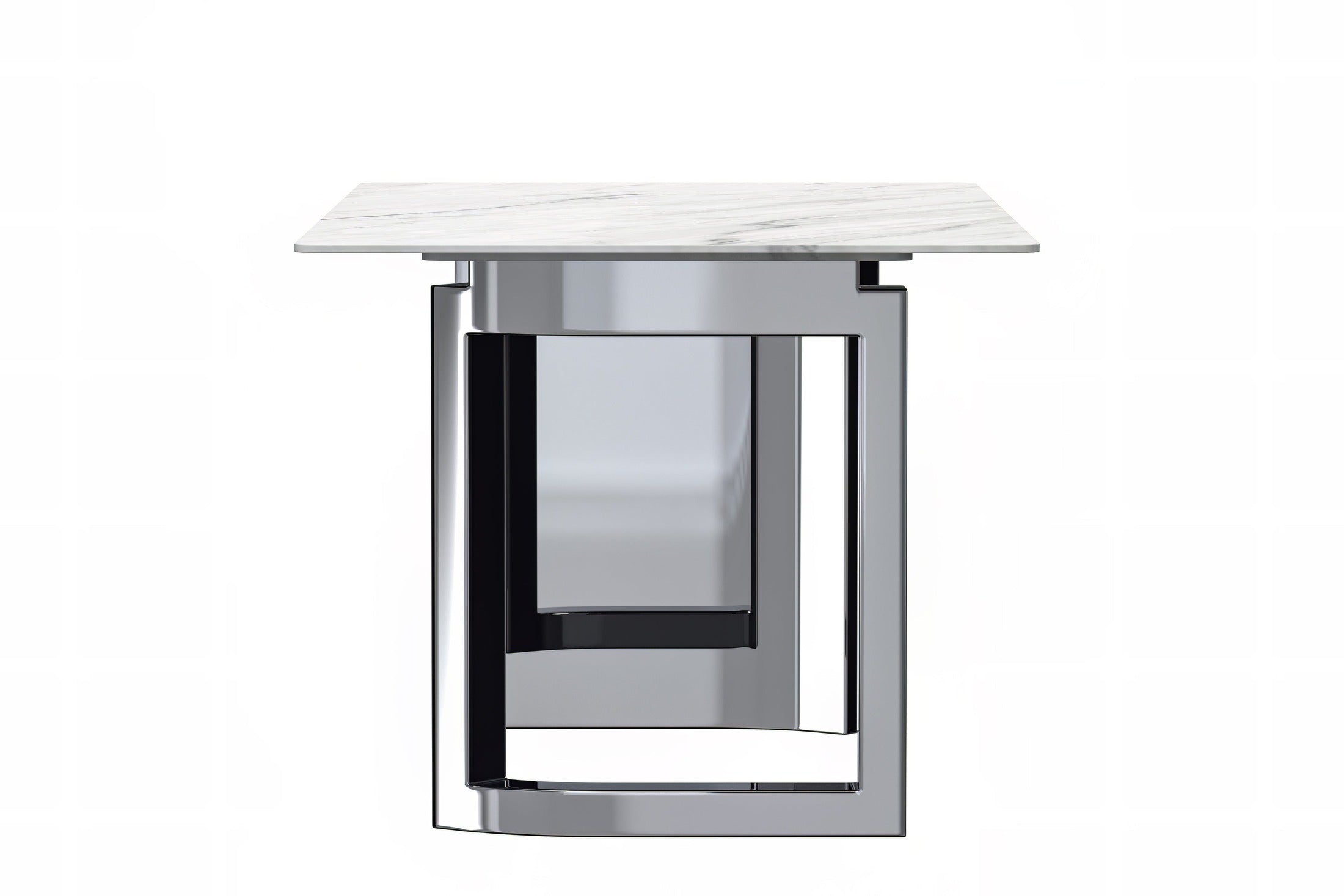 Astra Rectangular Dining Table with Stone/Glass Tabletop and Stainless-Steel Base