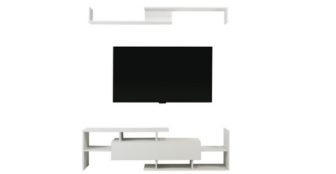 Surrey Modern TV Stand with MDF Shelves and Bookcase for Living Room