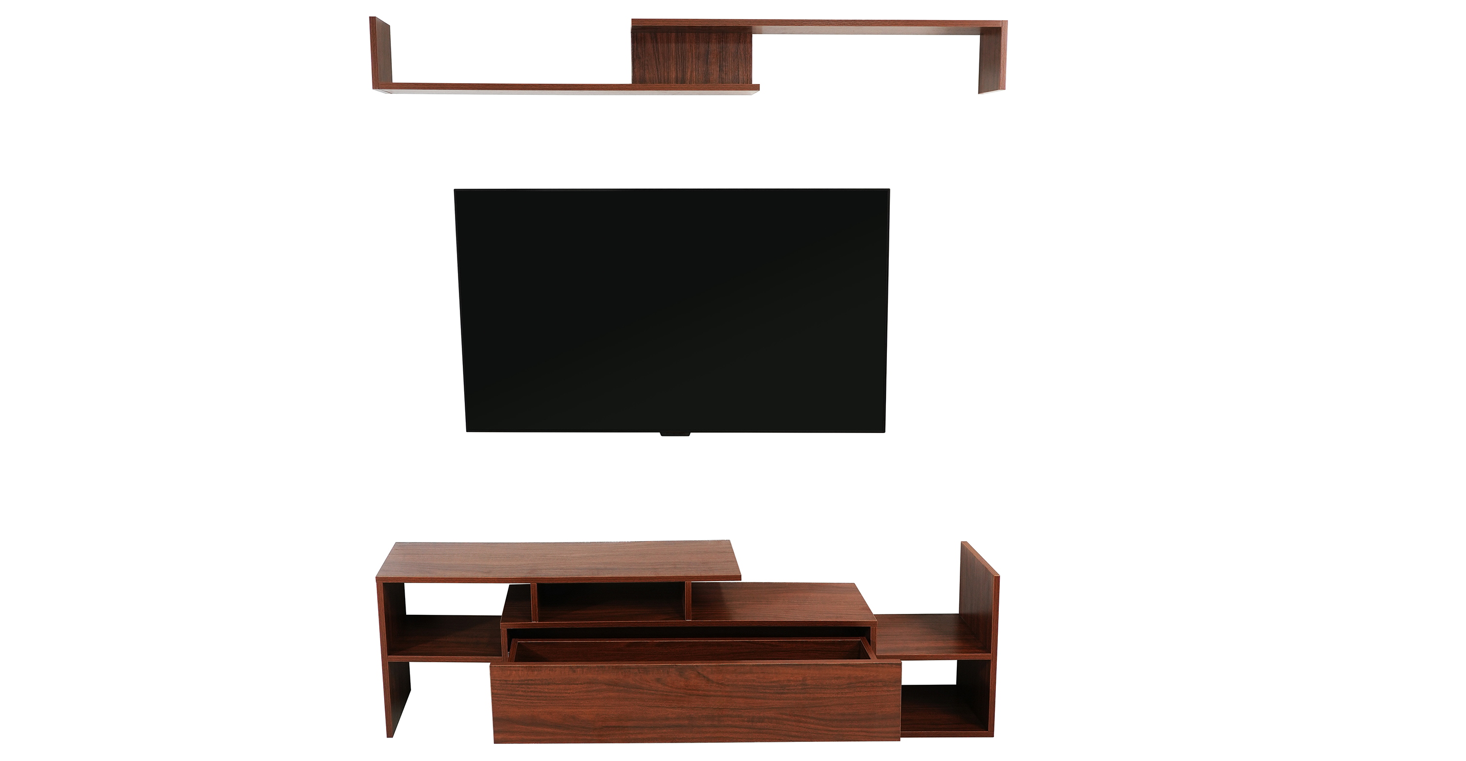 Surrey Modern TV Stand with MDF Shelves and Bookcase for Living Room