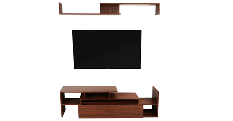 Surrey Modern TV Stand with MDF Shelves and Bookcase for Living Room