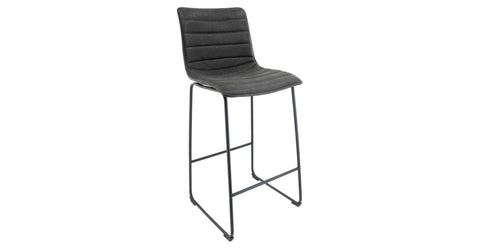 Brooklyn 29.9" Modern Leather Bar Stool With Black Iron Base & Footrest