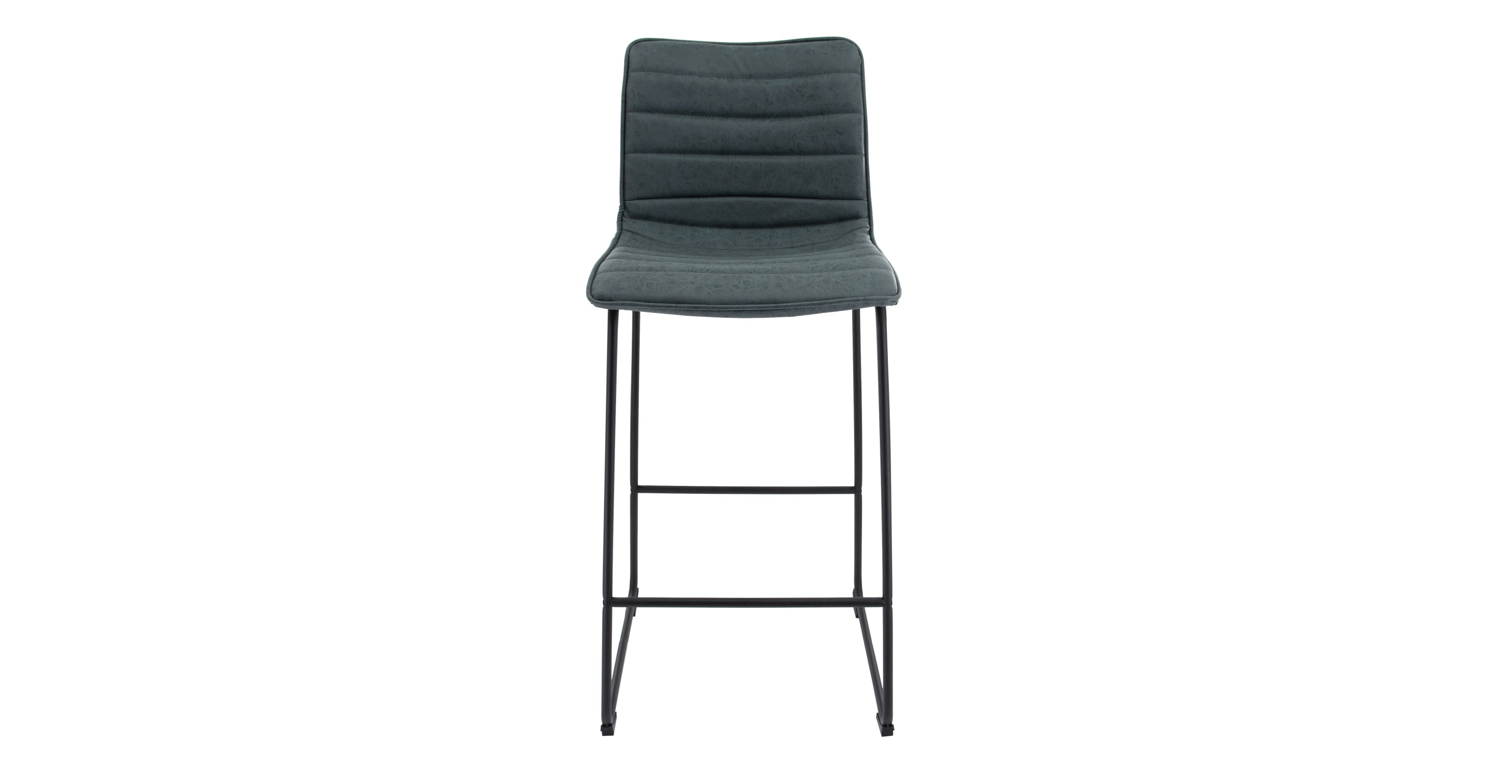 Brooklyn 29.9" Modern Leather Bar Stool With Black Iron Base & Footrest