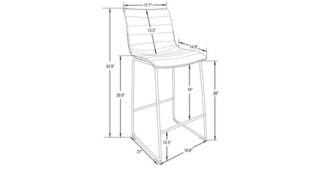 Brooklyn 29.9" Modern Leather Bar Stool With Black Iron Base & Footrest