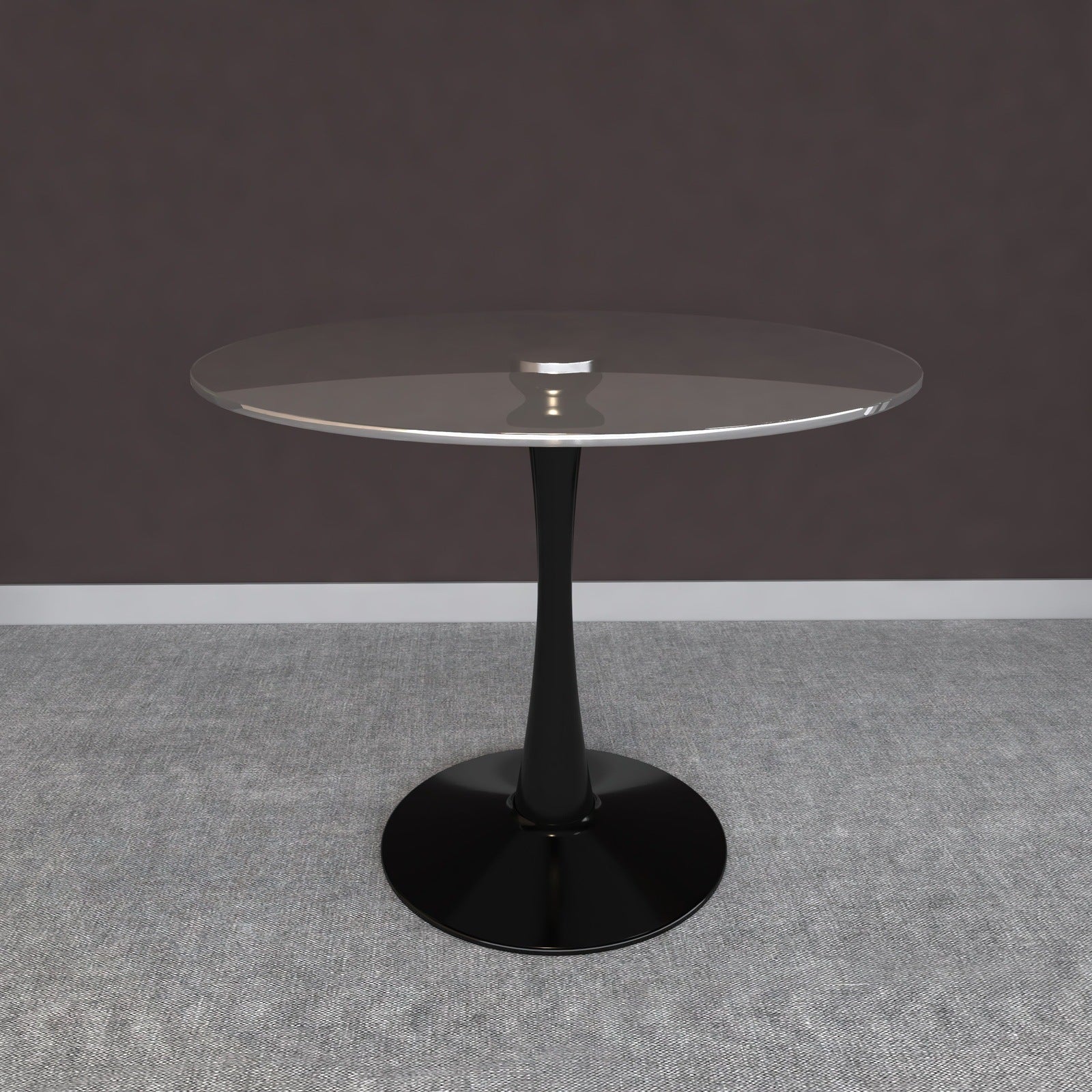 Bristol Round Dining Table with Glass Top and Iron Pedestal Base