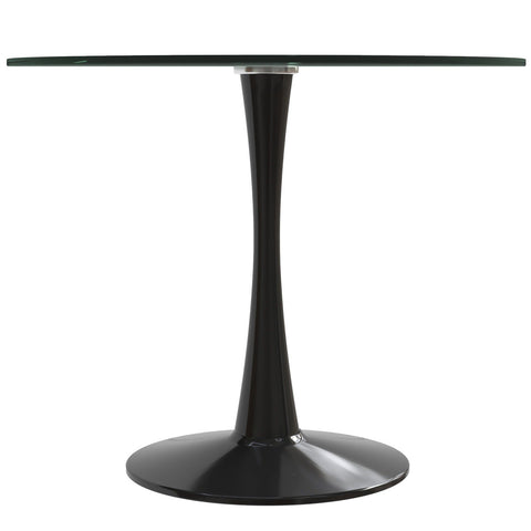 Bristol Round Dining Table with Glass Top and Iron Pedestal Base