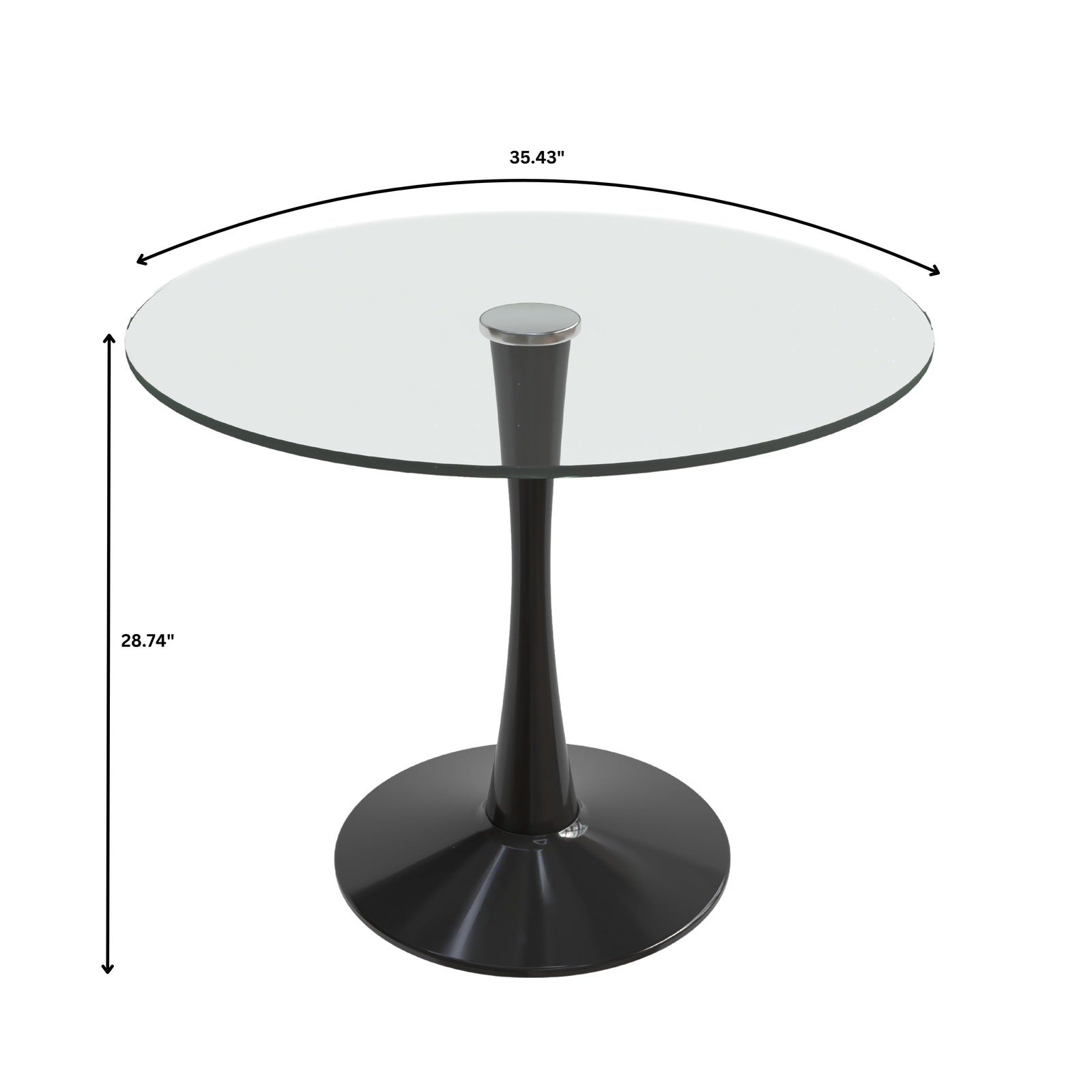 Bristol Round Dining Table with Glass Top and Iron Pedestal Base