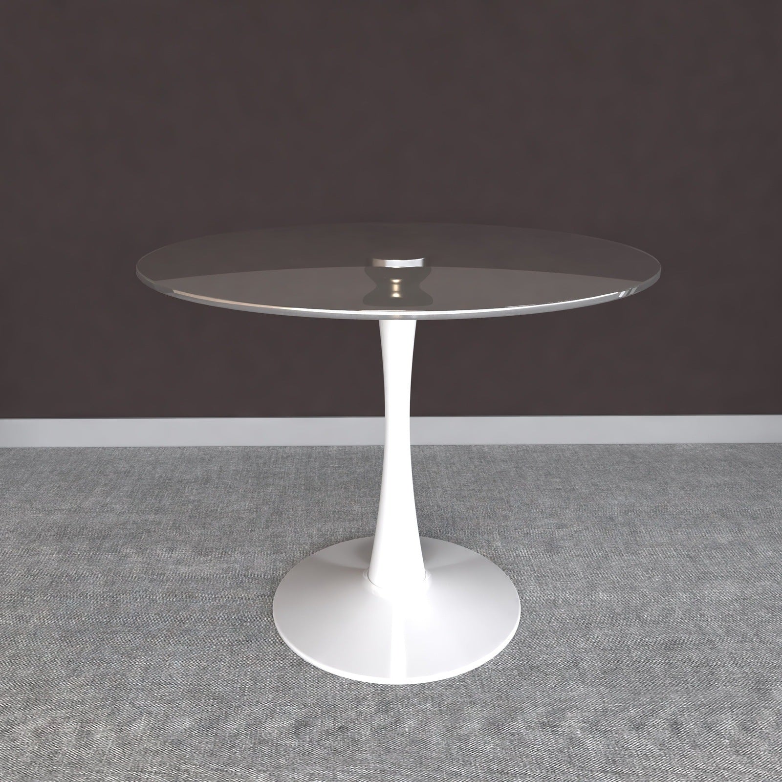 Bristol Round Dining Table with Glass Top and Iron Pedestal Base