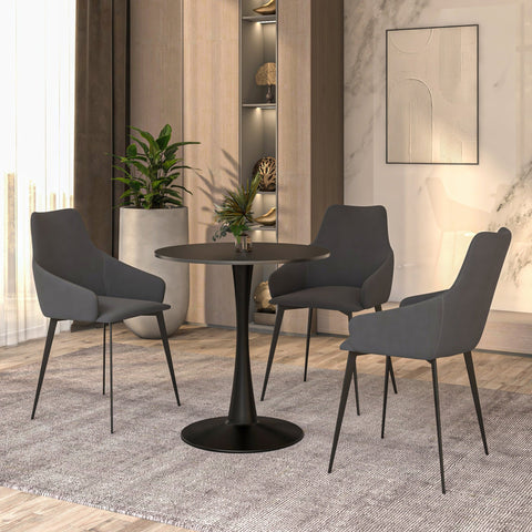 Bristol 24" Round Dining Table with MDF Wood Tabletop in Black Steel