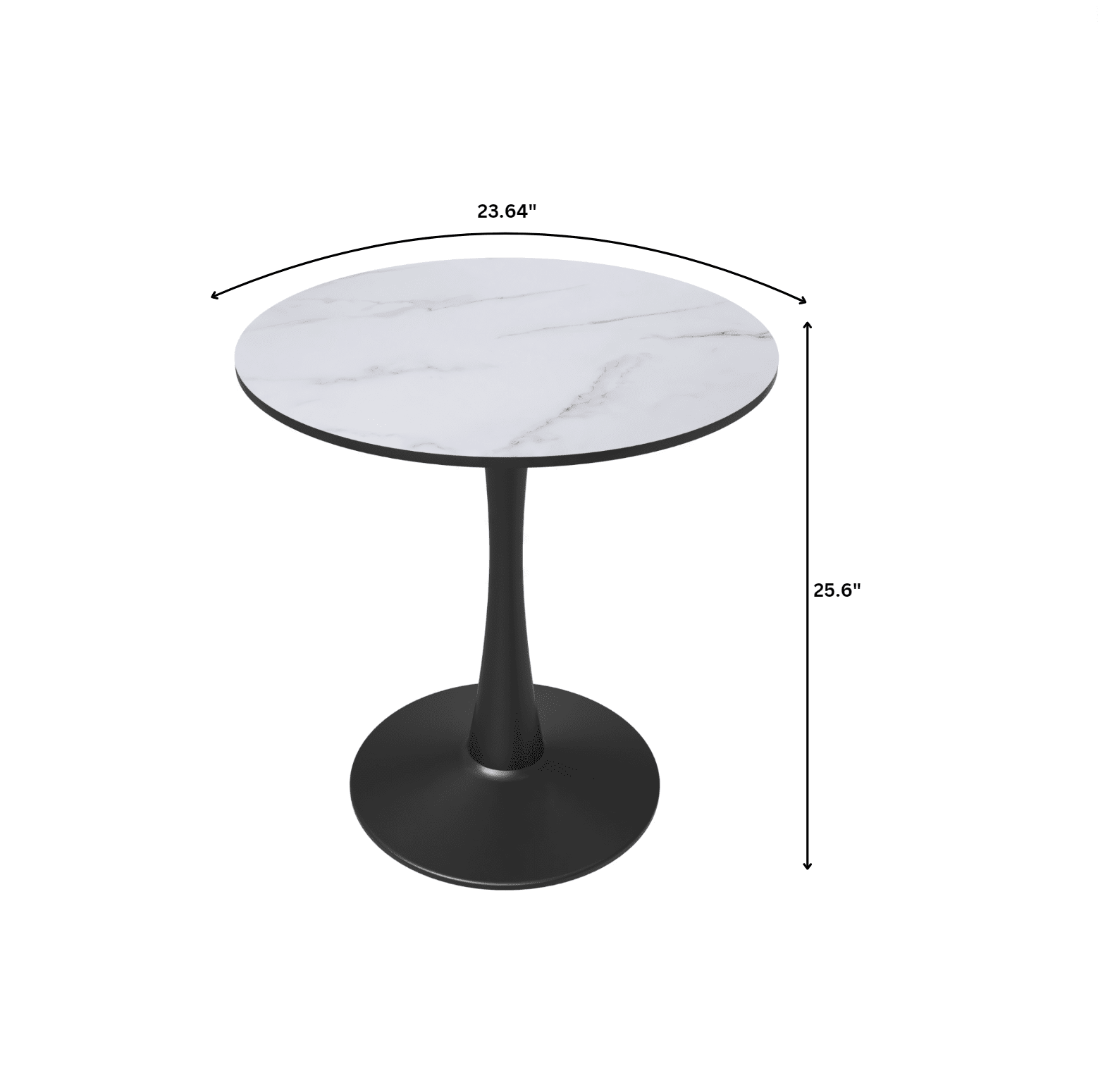 Bristol 24" Round Dining Table with MDF Wood Tabletop in Black Steel