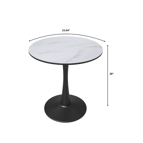 Bristol 24" Round Dining Table with MDF Wood Tabletop in Black Steel