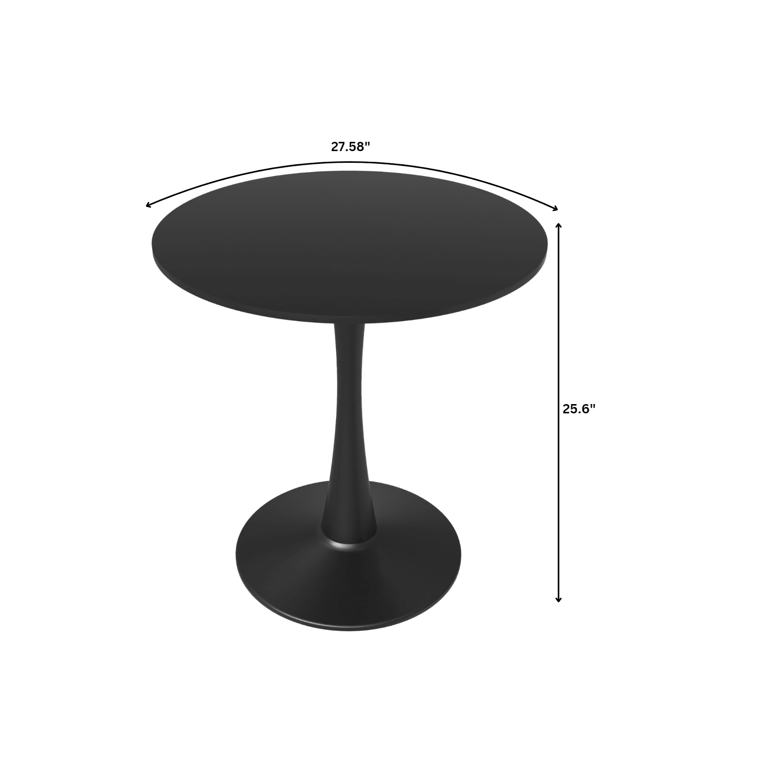 Bristol 27" Round Dining Table with MDF Wood Tabletop in Black Steel