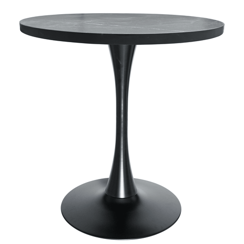 Bristol Round Dining Table with 27" MDF Tabletop and Black Iron Pedestal Base