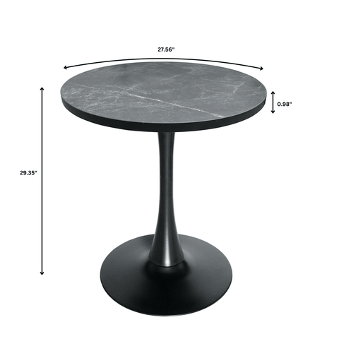 Bristol Round Dining Table with 27" MDF Tabletop and Black Iron Pedestal Base