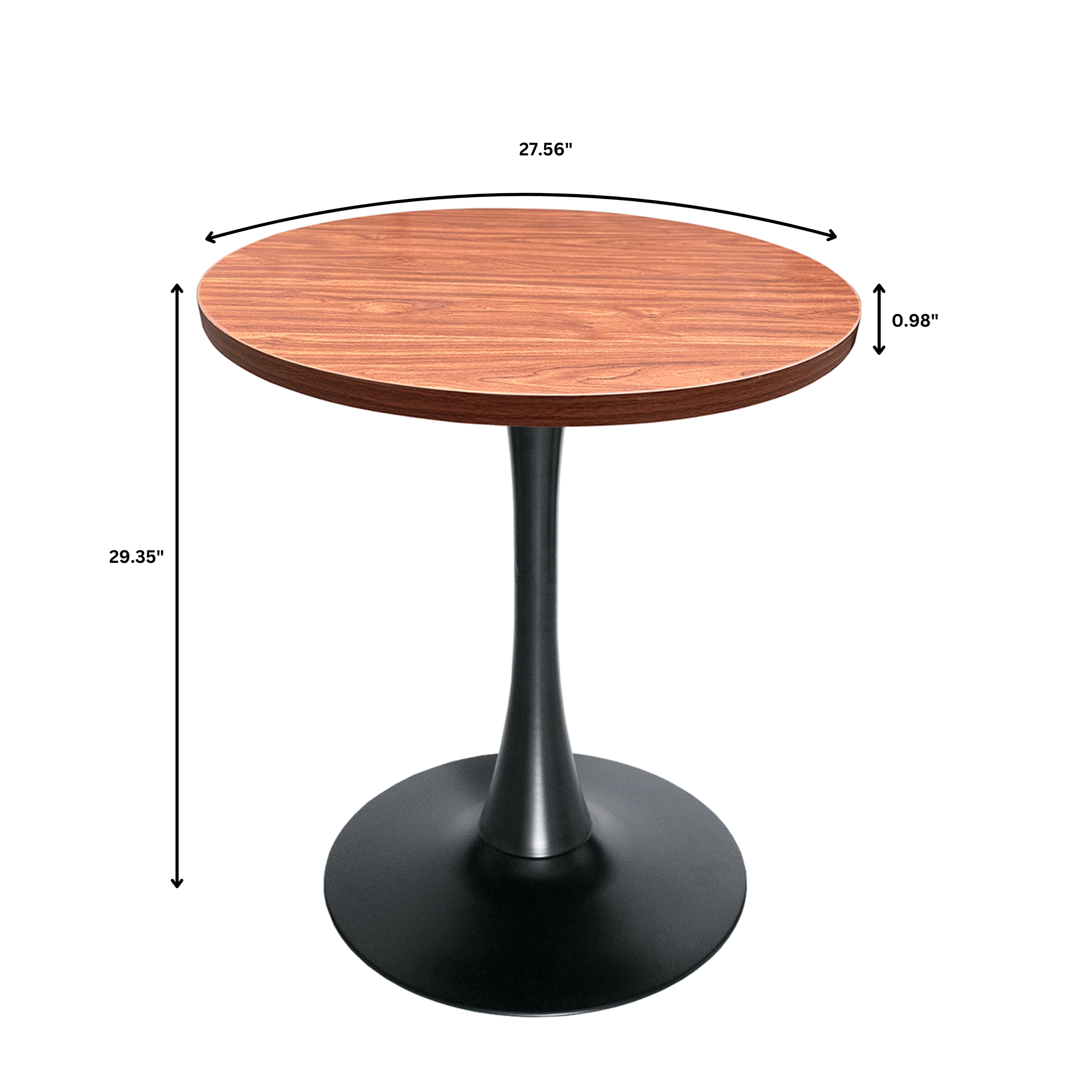 Bristol Round Dining Table with 27" MDF Tabletop and Black Iron Pedestal Base