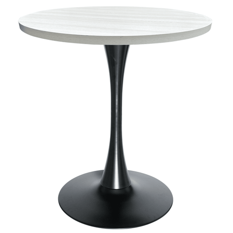 Bristol Round Dining Table with 27" MDF Tabletop and Black Iron Pedestal Base