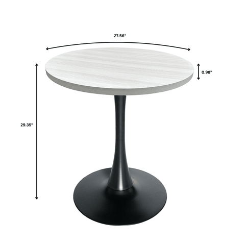 Bristol Round Dining Table with 27" MDF Tabletop and Black Iron Pedestal Base