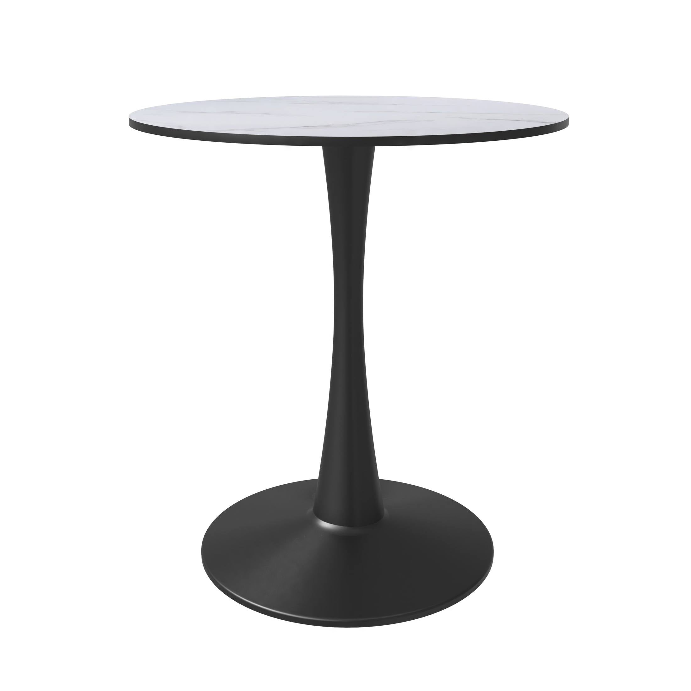 Bristol 27" Round Dining Table with MDF Wood Tabletop in Black Steel