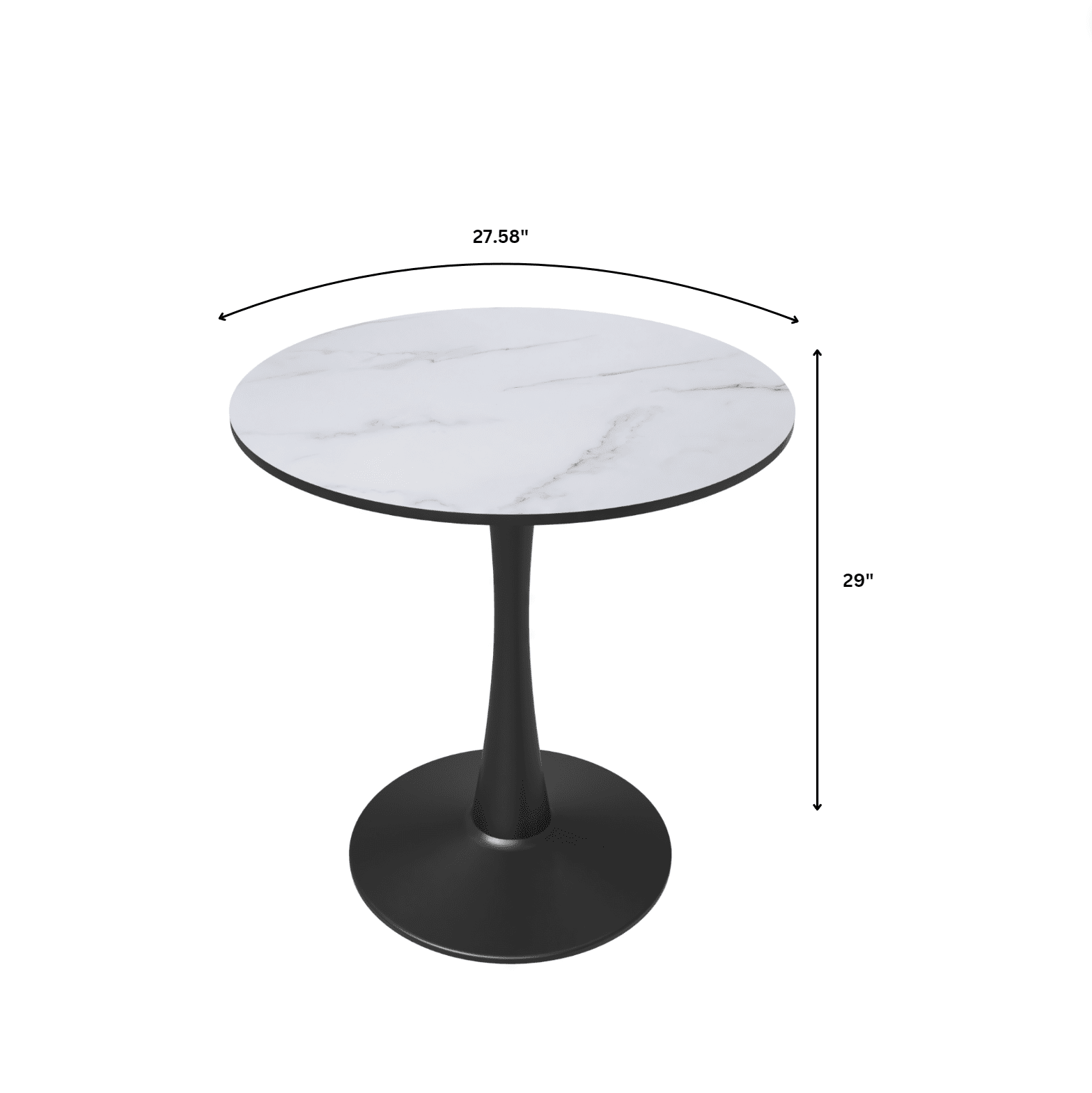 Bristol 27" Round Dining Table with MDF Wood Tabletop in Black Steel