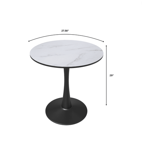 Bristol 27" Round Dining Table with MDF Wood Tabletop in Black Steel